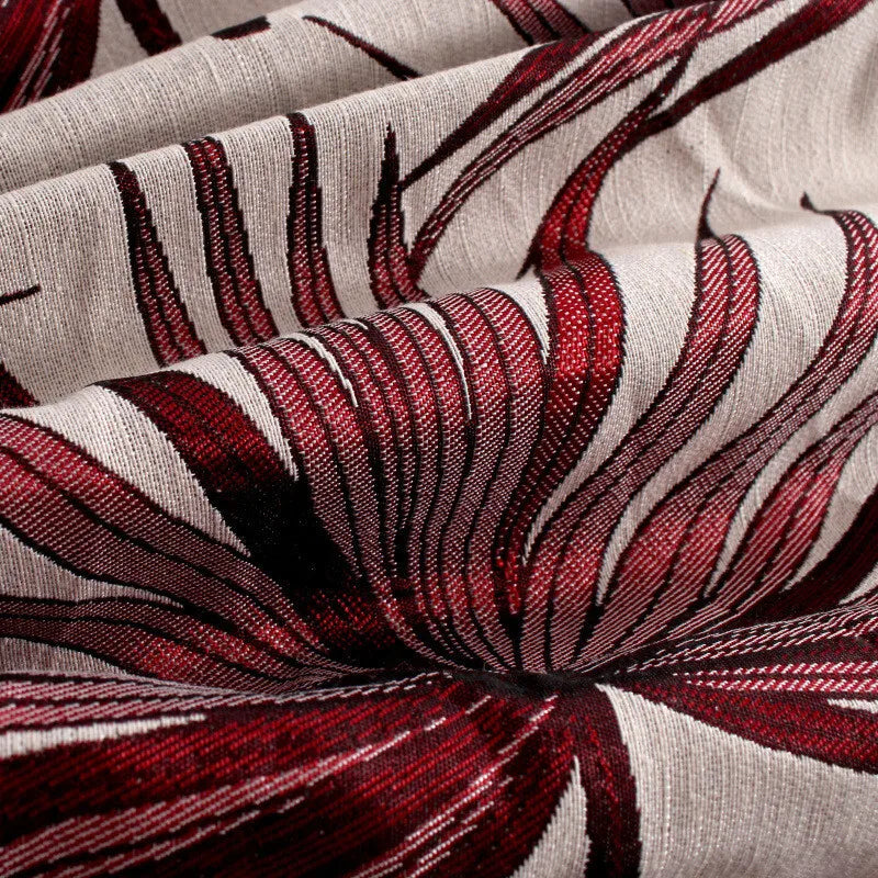 Red Embroidery Bay Leaf Cushion Cover – Square Decorative Throw Pillow Case for Boho Home Decor