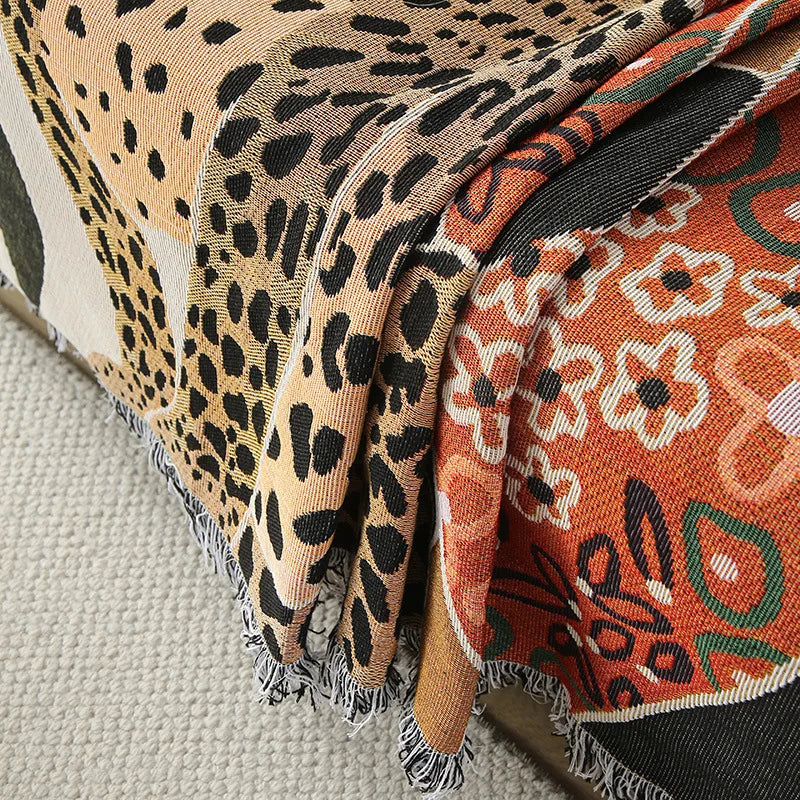 Boho Tassel Throw Blanket Girl and Cheetah