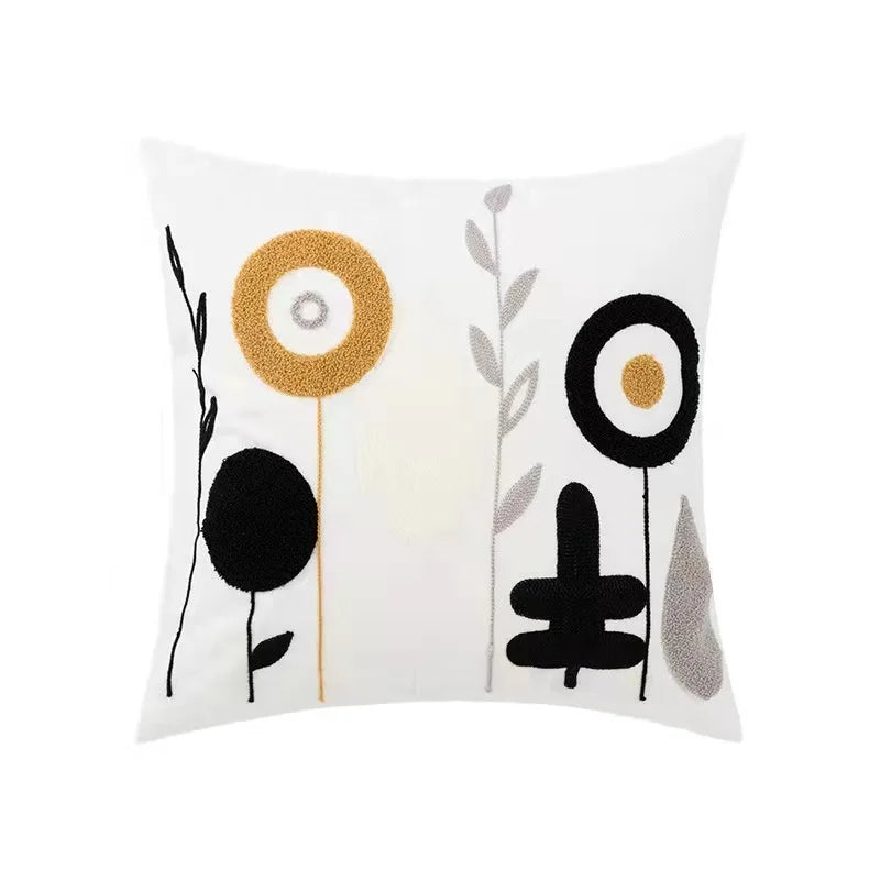 Cozy Embroidered Throw Pillow Cover – Nordic-Inspired Boho Home Decor Accent