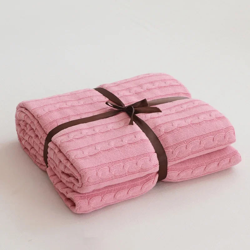 100% Cotton Cable Knit Throw Blanket – Soft & Breathable Boho Home Decor