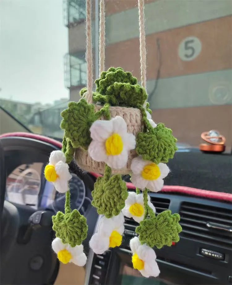Handmade Crochet Succulent Car Hanging