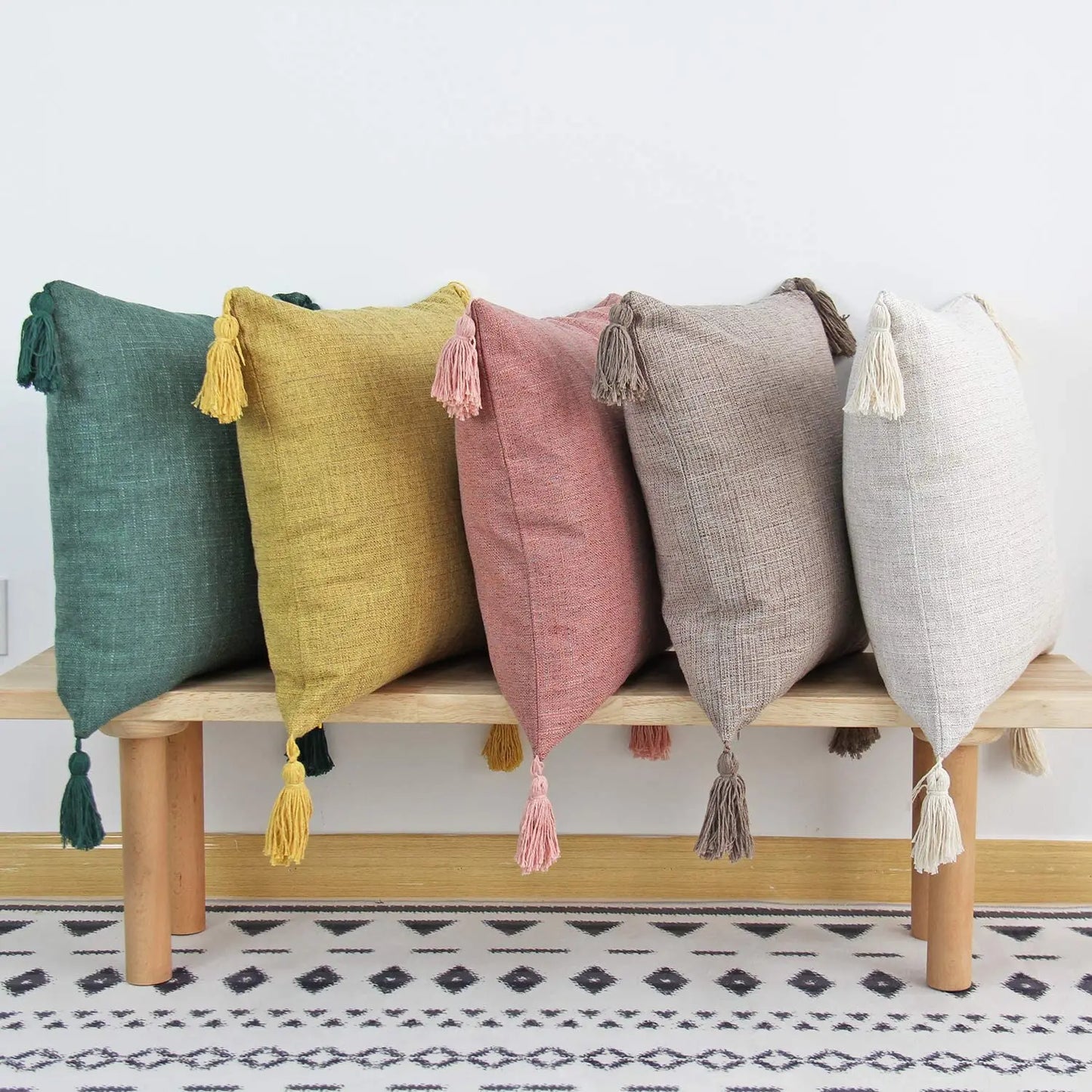 Linen Feel Tassel Pillow Cover – Cushion Cover for Sofa, Bed & Chair | Summer Boho Home Decor