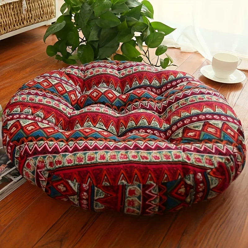 đ§ Round Cotton Floor Cushion Pillow â Thickened Tatami Yoga Mat & Meditation Seat â Machine Washable Geometric Patchwork Cushion