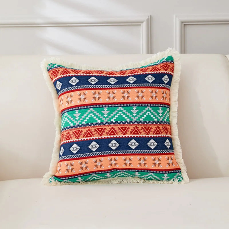 Retro Cotton & Linen Jacquard Throw Pillow Cover β 18" Γ 18" Vintage-Inspired Accent