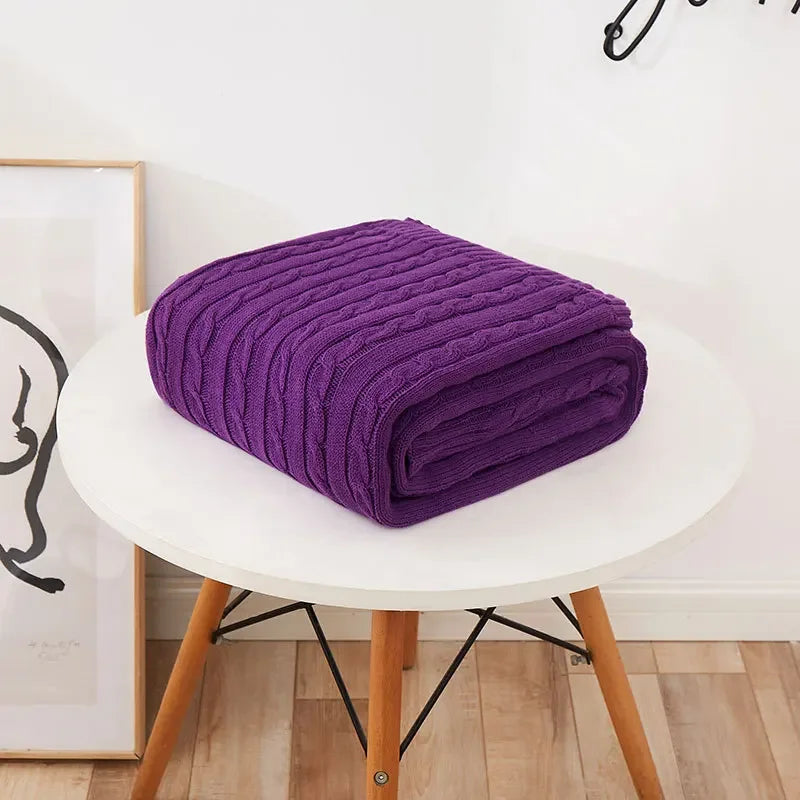 100% Cotton Cable Knit Throw Blanket – Soft & Breathable Boho Home Decor