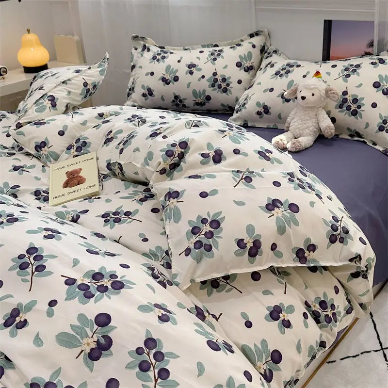 Pink Floral Boho Bedding Set – Soft Microfiber Duvet Cover, Flat Sheet & Pillowcases