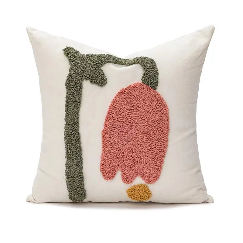 Embroidered Floral Throw Pillow Cover | Boho Home Decor | Square Cushion Cover for Sofa or Bed | Housewarming Gift Idea