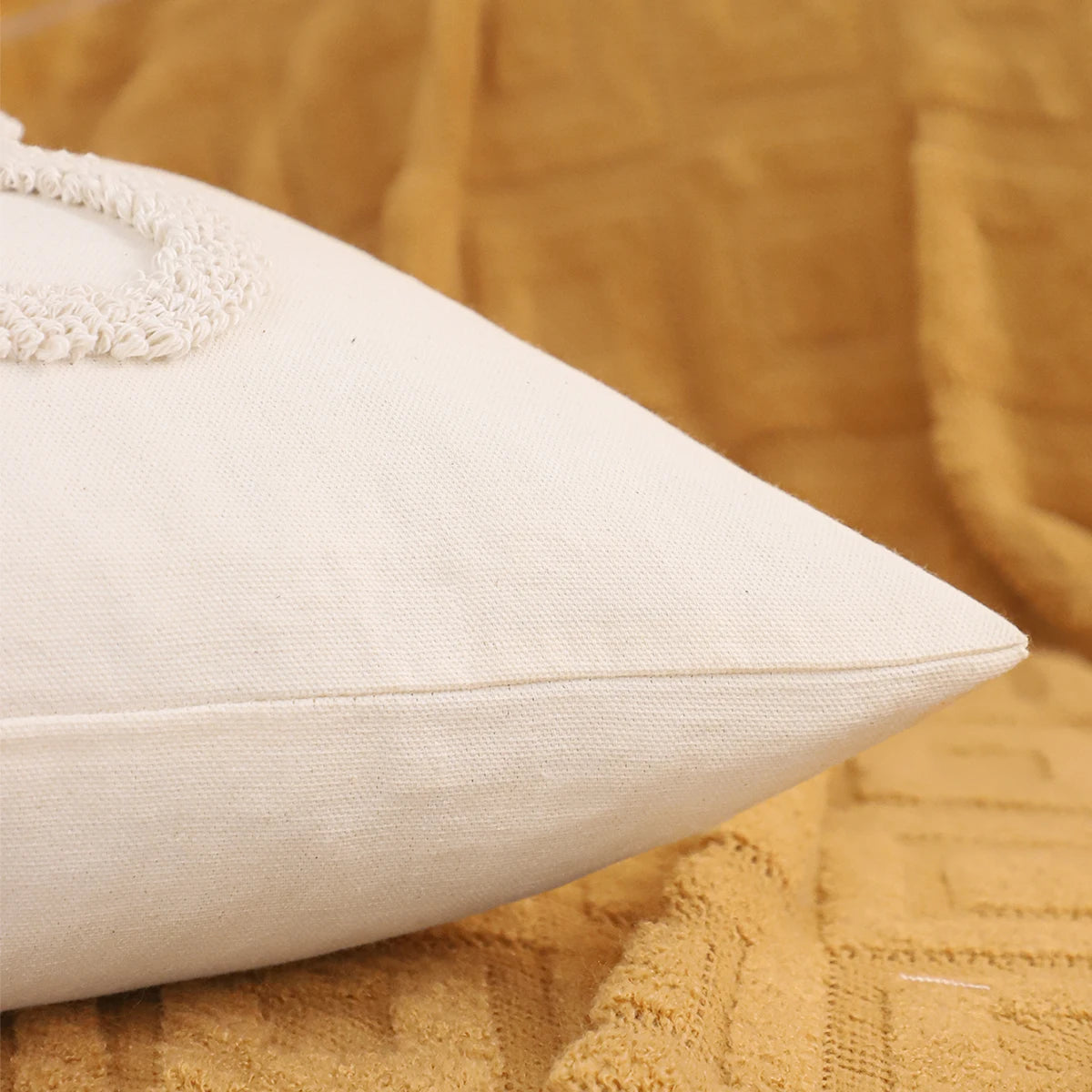 Tufted Halloween pillow cover with pumpkin and ghost embroidery, 18x18 inch festive fall cushion case for sofa, bed, and seasonal boho farmhouse décor