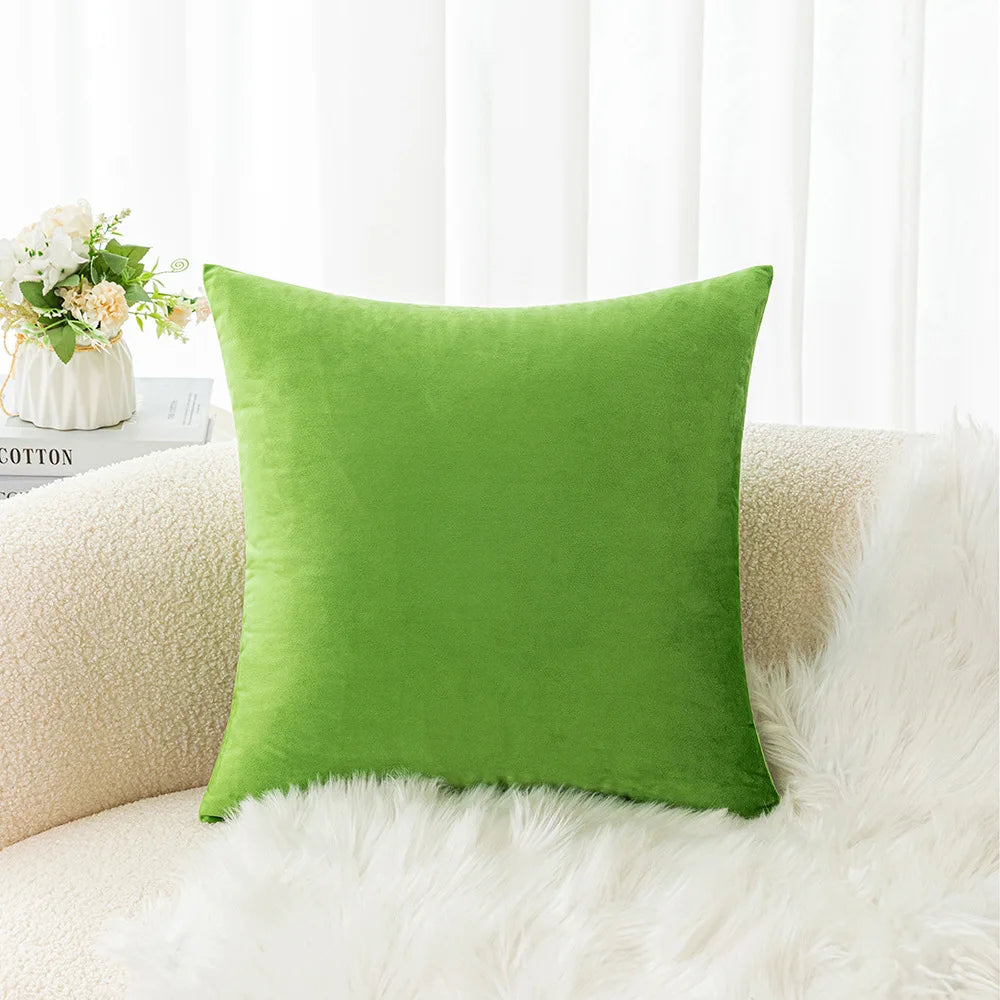 Velvet Pillowcase Sofa Cushion Cover – Solid Color Throw Pillow Case for Living Room