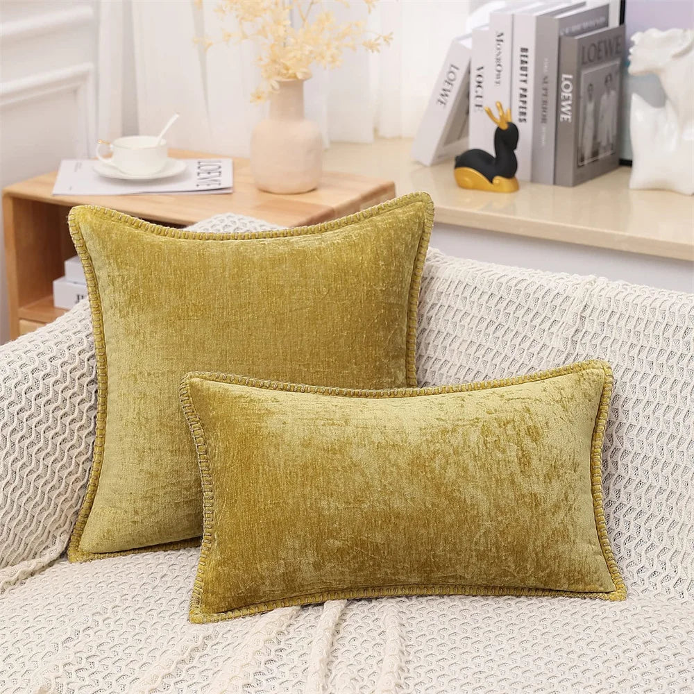Luxury Chenille Throw Pillow Cover - Forest Green