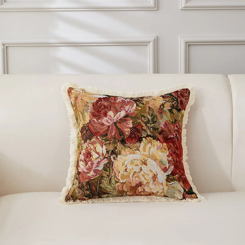 Retro Cotton & Linen Jacquard Throw Pillow Cover β 18" Γ 18" Vintage-Inspired Accent
