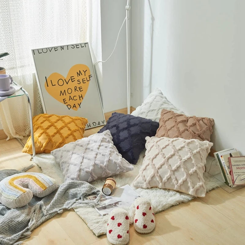 Plush Wool-Inspired Throw Pillow Cover – Soft Textured Accent for Cozy Boho Spaces