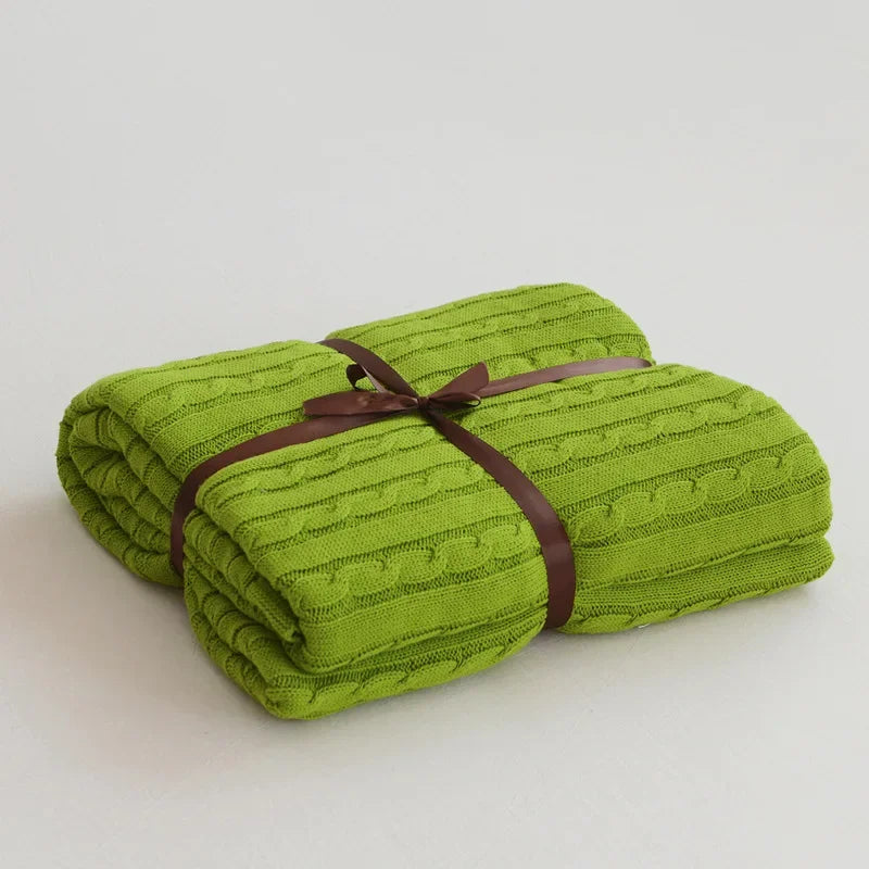 100% Cotton Cable Knit Throw Blanket – Soft & Breathable Boho Home Decor