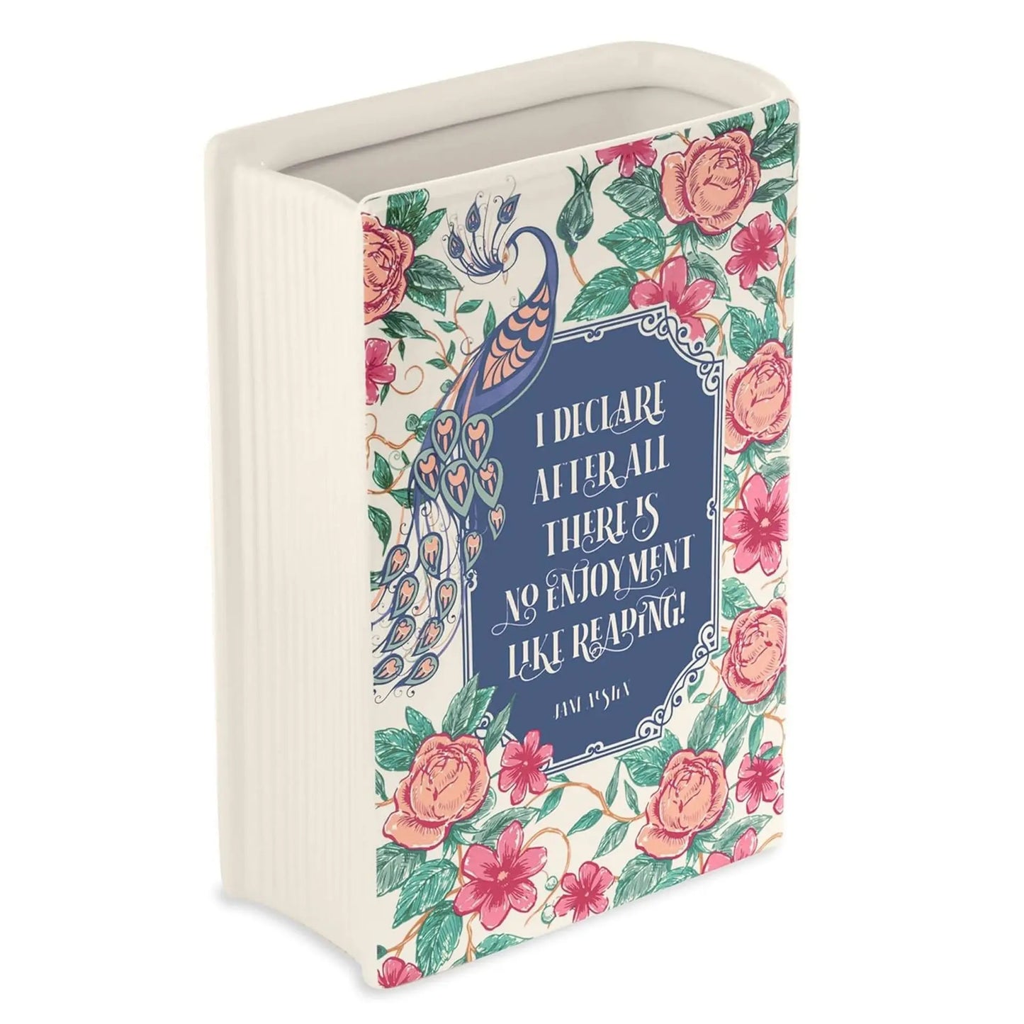 The Great Gatsby / Pride and Prejudice Square Painted Flowers Display Book Ceramic Vase Arrangement Art Decor Home Decoration Boho