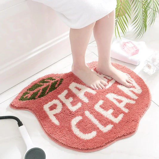 Peach & Lemon Shaped Microfiber Bath Mats – Soft, Absorbent & Non-Slip Bathroom Rugs