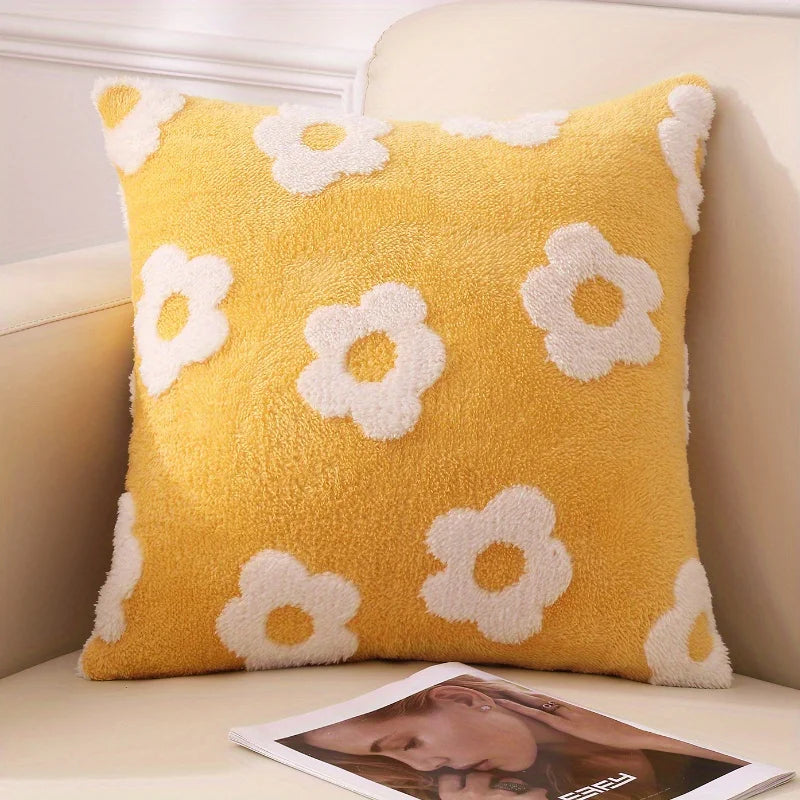 🌸 Light Luxury Floral Throw Pillow Cover – 18x18 Inch Plush Square Cushion