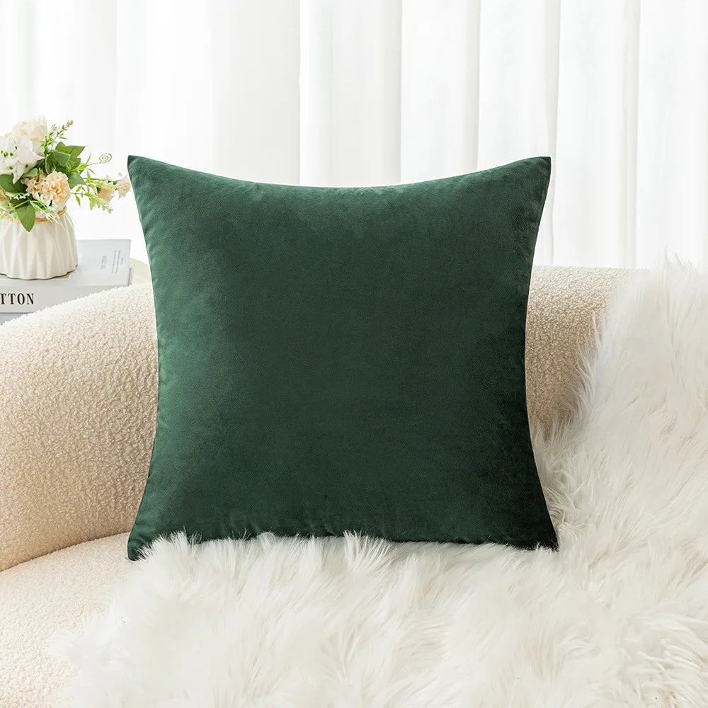 Velvet Pillowcase Sofa Cushion Cover – Solid Color Throw Pillow Case for Living Room