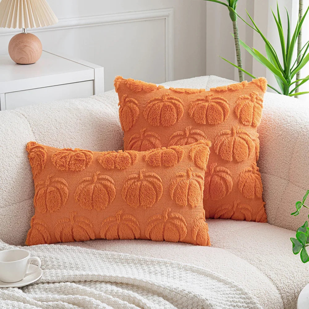 Plush Pumpkin Pillow Cover – Cozy Autumn Accent for Sofa or Bed