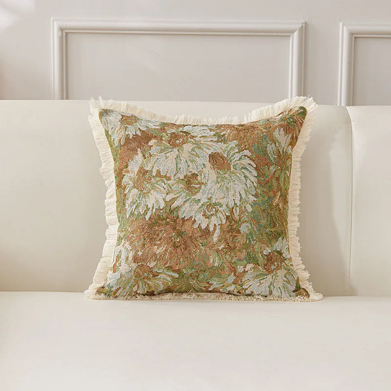 Retro Cotton & Linen Jacquard Throw Pillow Cover β 18" Γ 18" Vintage-Inspired Accent