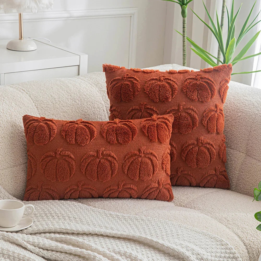 Plush Pumpkin Pillow Cover – Cozy Autumn Accent for Sofa or Bed