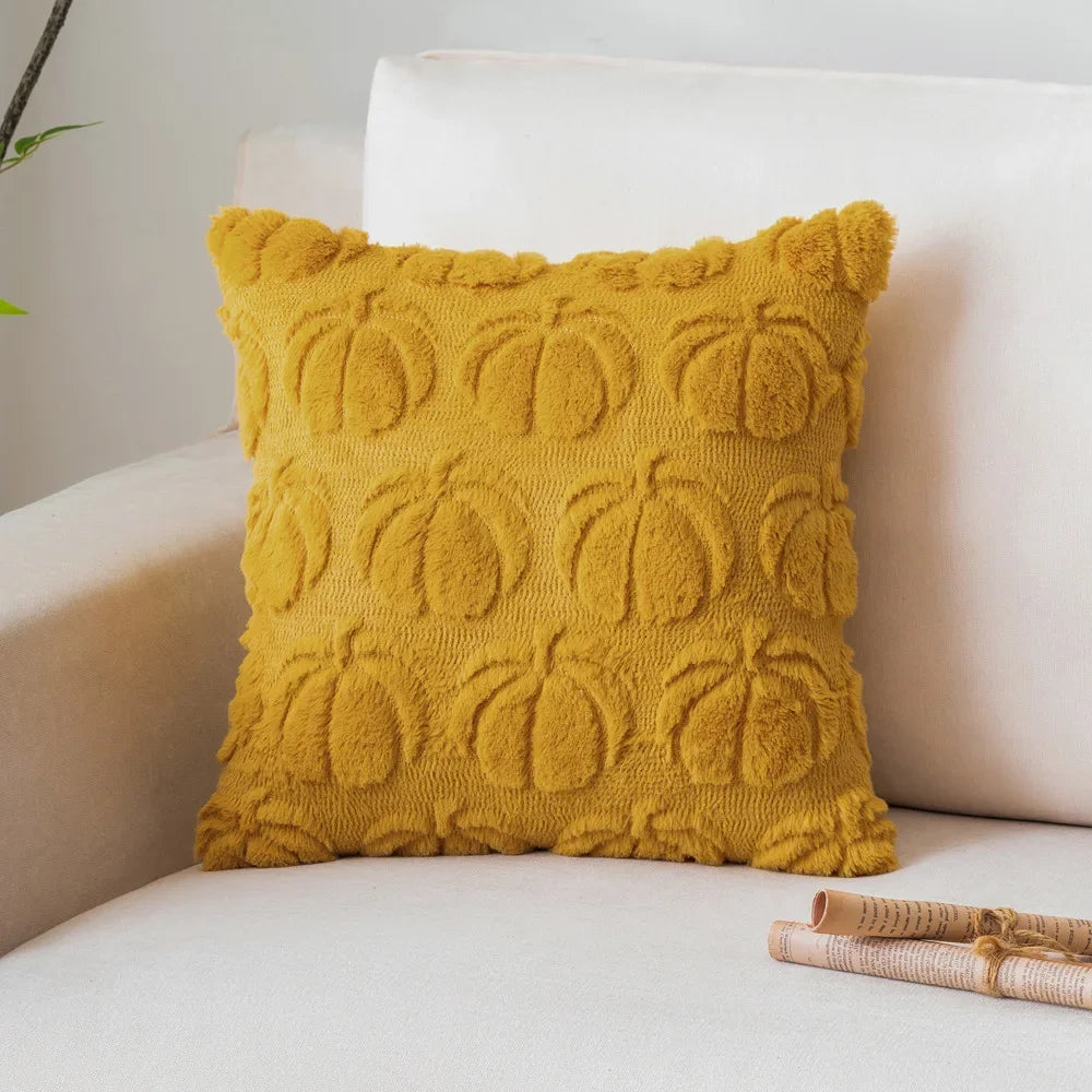 Plush Pumpkin Pillow Cover – Cozy Autumn Accent for Sofa or Bed