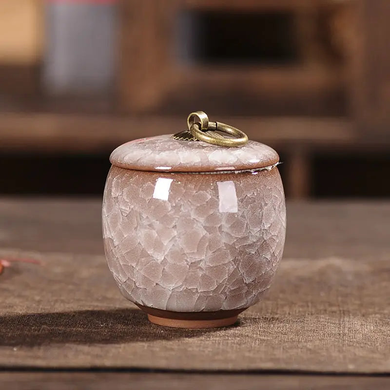 Mini Ceramic Storage Jar with Lid – Airtight Kitchen Container for Tea, Coffee & Spices