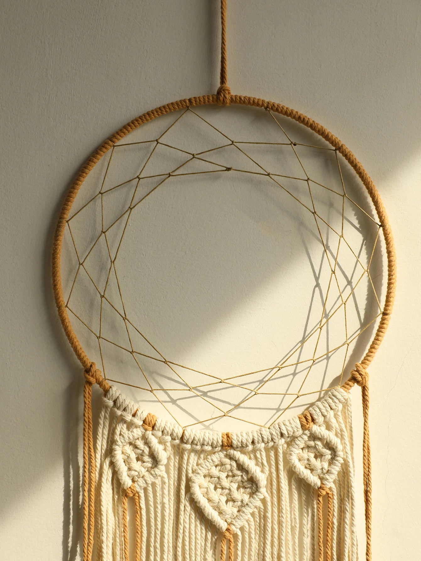 Boho Macrame Dream Catcher with Leaf Design – Handmade Tapestry Wall Hanging for Bedroom Decor