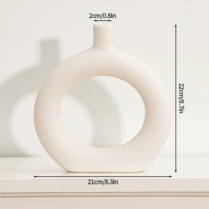 Modern White Ceramic Vase – Minimalist Decorative Vase for Pampas Grass, Flowers & Home Accents