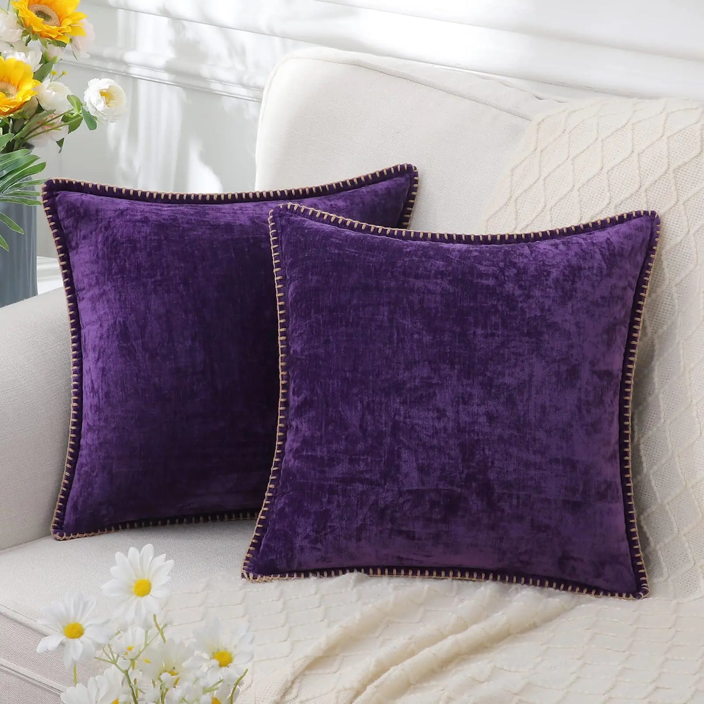 Luxury Chenille Throw Pillow Cover - Forest Green