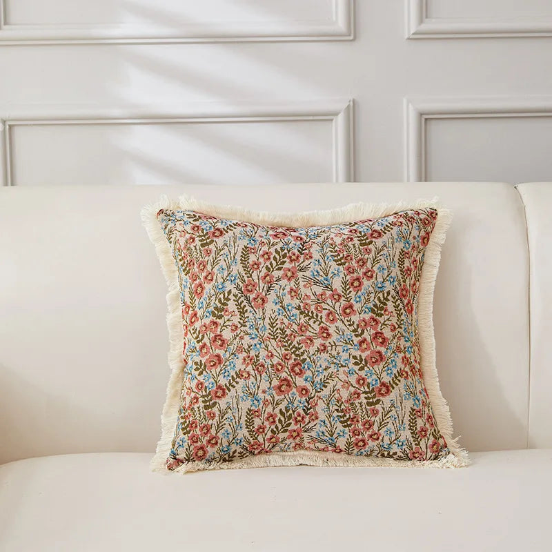 Retro Cotton & Linen Jacquard Throw Pillow Cover β 18" Γ 18" Vintage-Inspired Accent