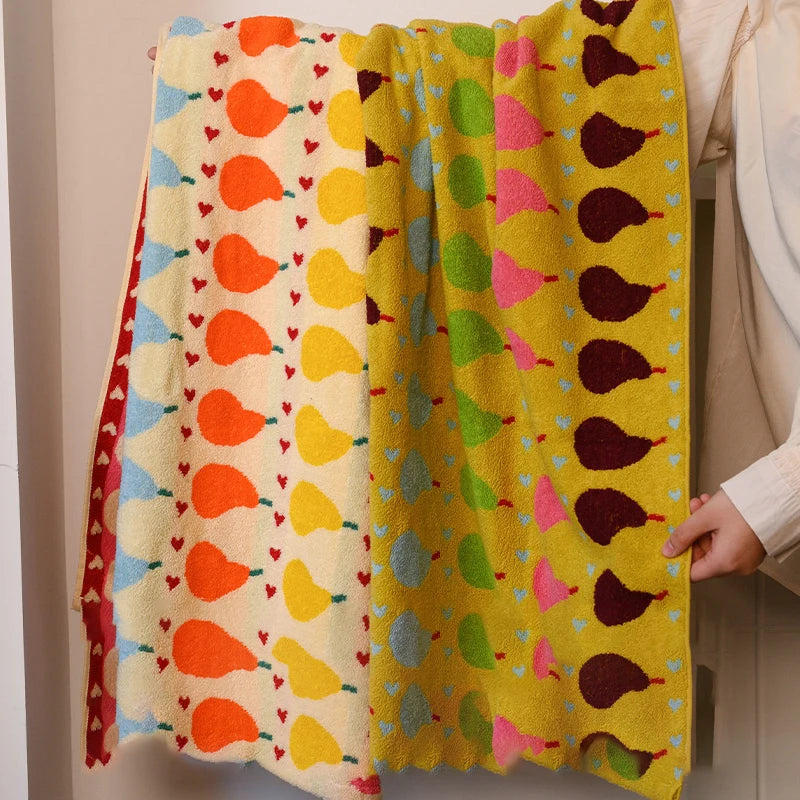 Pear Pattern Cotton Soft & Absorbent Boho Bath Towel