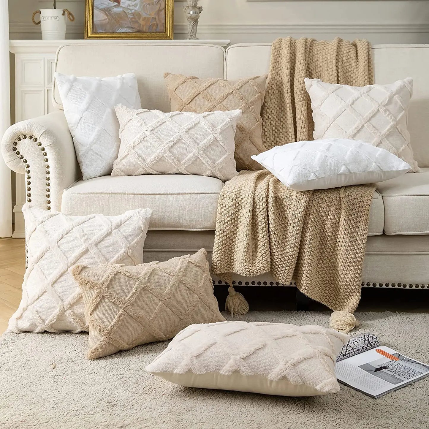 Plush Wool-Inspired Throw Pillow Cover – Soft Textured Accent for Cozy Boho Spaces