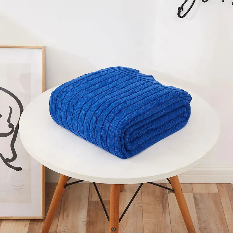 100% Cotton Cable Knit Throw Blanket – Soft & Breathable Boho Home Decor