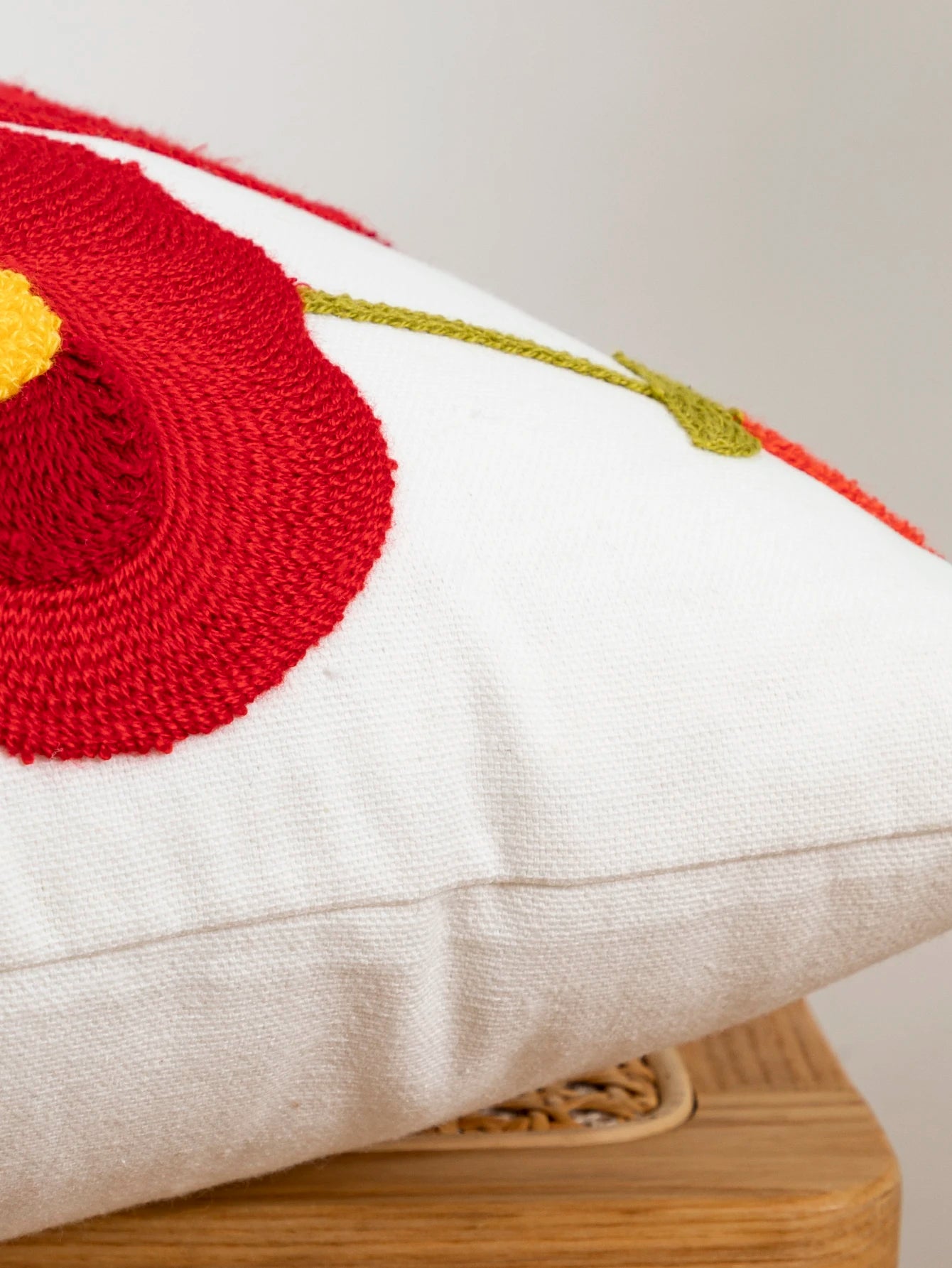 Poppy Flower Pillow Cover – Cotton Sail Fabric Cushion Cover | Modern Boho Home Decor | Housewarming Gift