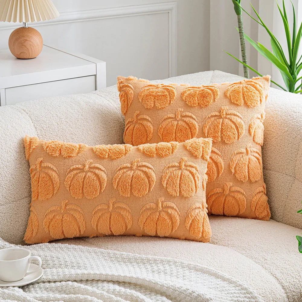Plush Pumpkin Pillow Cover – Cozy Autumn Accent for Sofa or Bed
