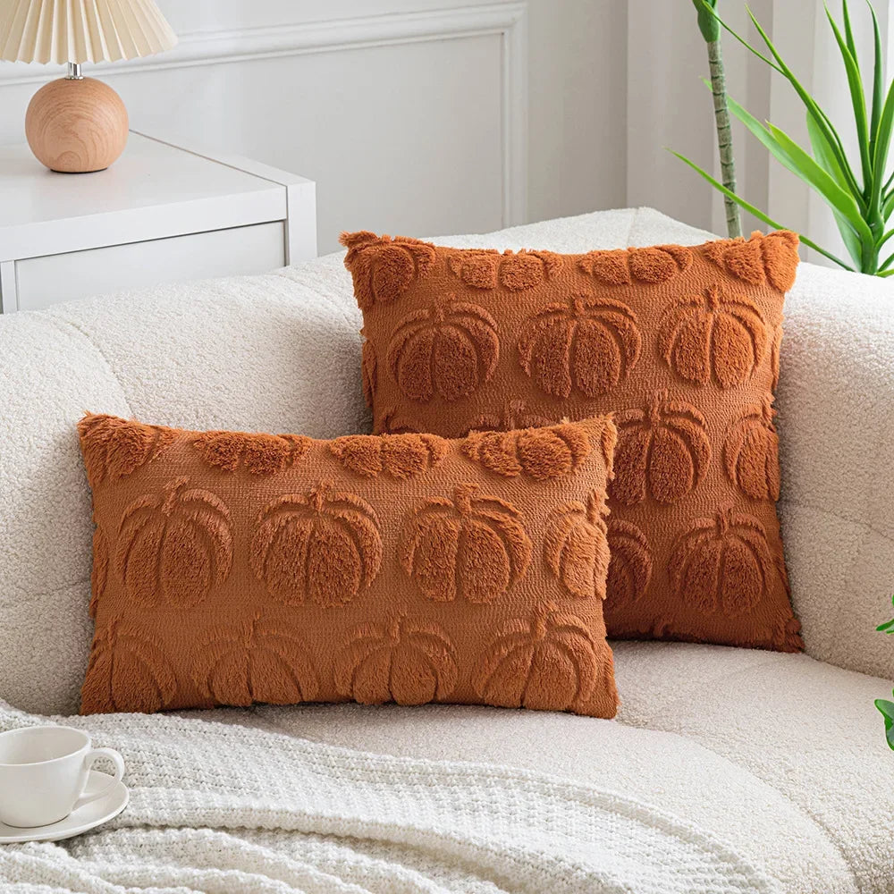 Plush Pumpkin Pillow Cover – Cozy Autumn Accent for Sofa or Bed