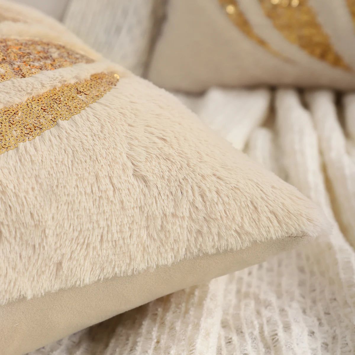 Pumpkin Gold Sequin Embroidered Pillow Cover β Plush Fall Accent for Cozy Autumn Vibes