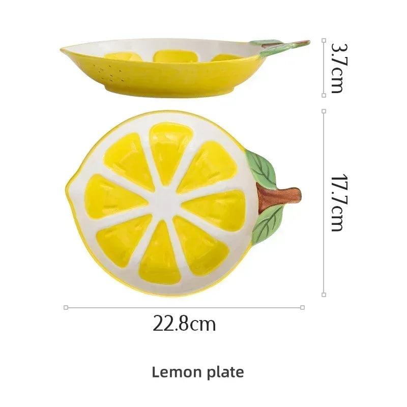 Hand-Painted Fruit Ceramic Bowl – Cute Pineapple, Strawberry, or Lemon Design