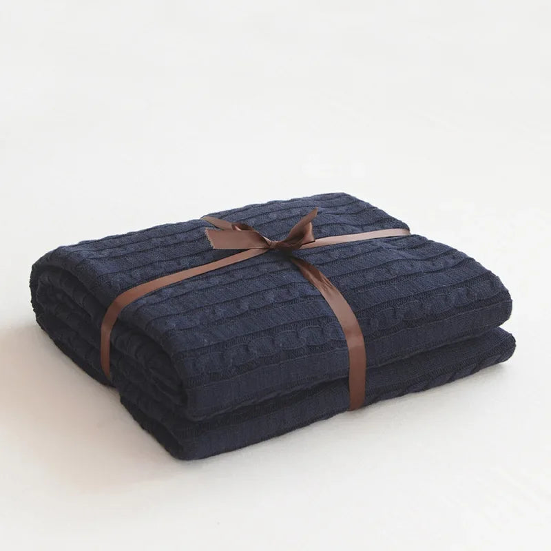 100% Cotton Cable Knit Throw Blanket – Soft & Breathable Boho Home Decor