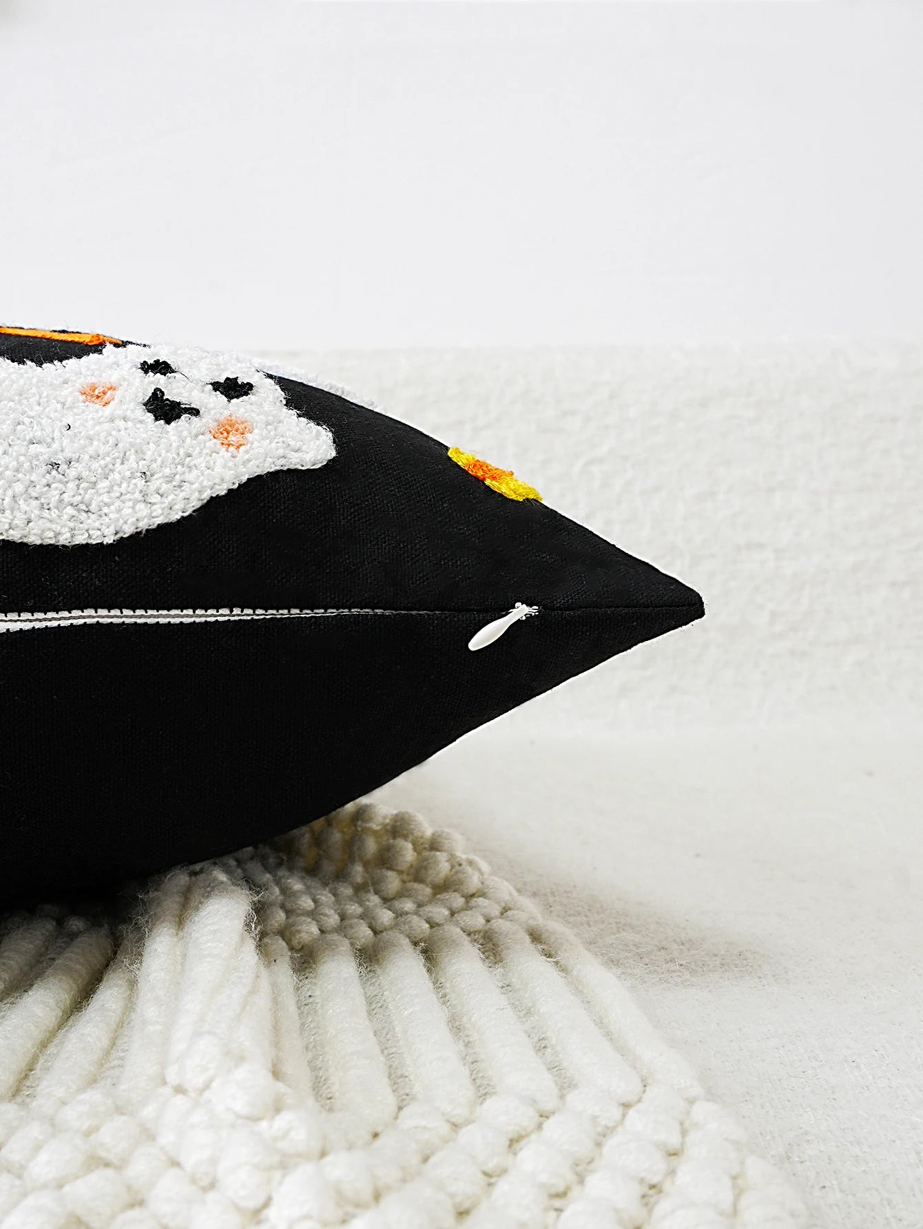 Halloween Ghost Embroidered Pillow Cover β Spooky Chic Accent for Sofa, Chair, or Bed