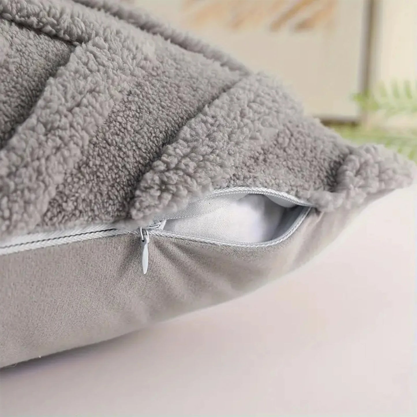 🧸 Boho Faux Wool Geometric Pillow Covers – Soft Plush Fleece Cushion Cases for Cozy Home Decor | Multiple Sizes