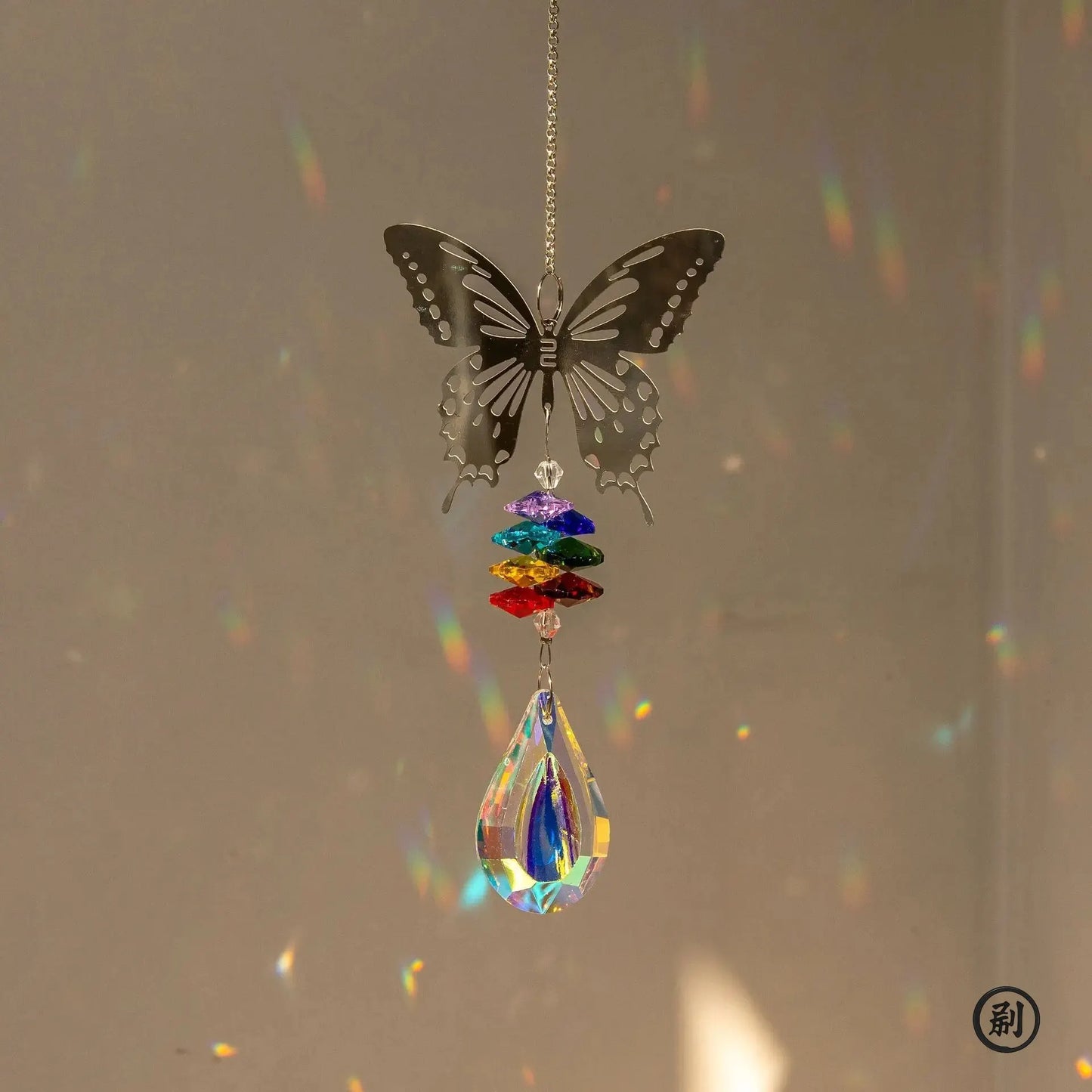 Crystal Sun Catcher with Tree of Life Pendant β Hanging Rainbow Maker & Wind Chime for Windows, Gardens, and Cars