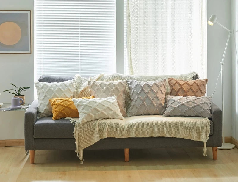 Plush Wool-Inspired Throw Pillow Cover – Soft Textured Accent for Cozy Boho Spaces