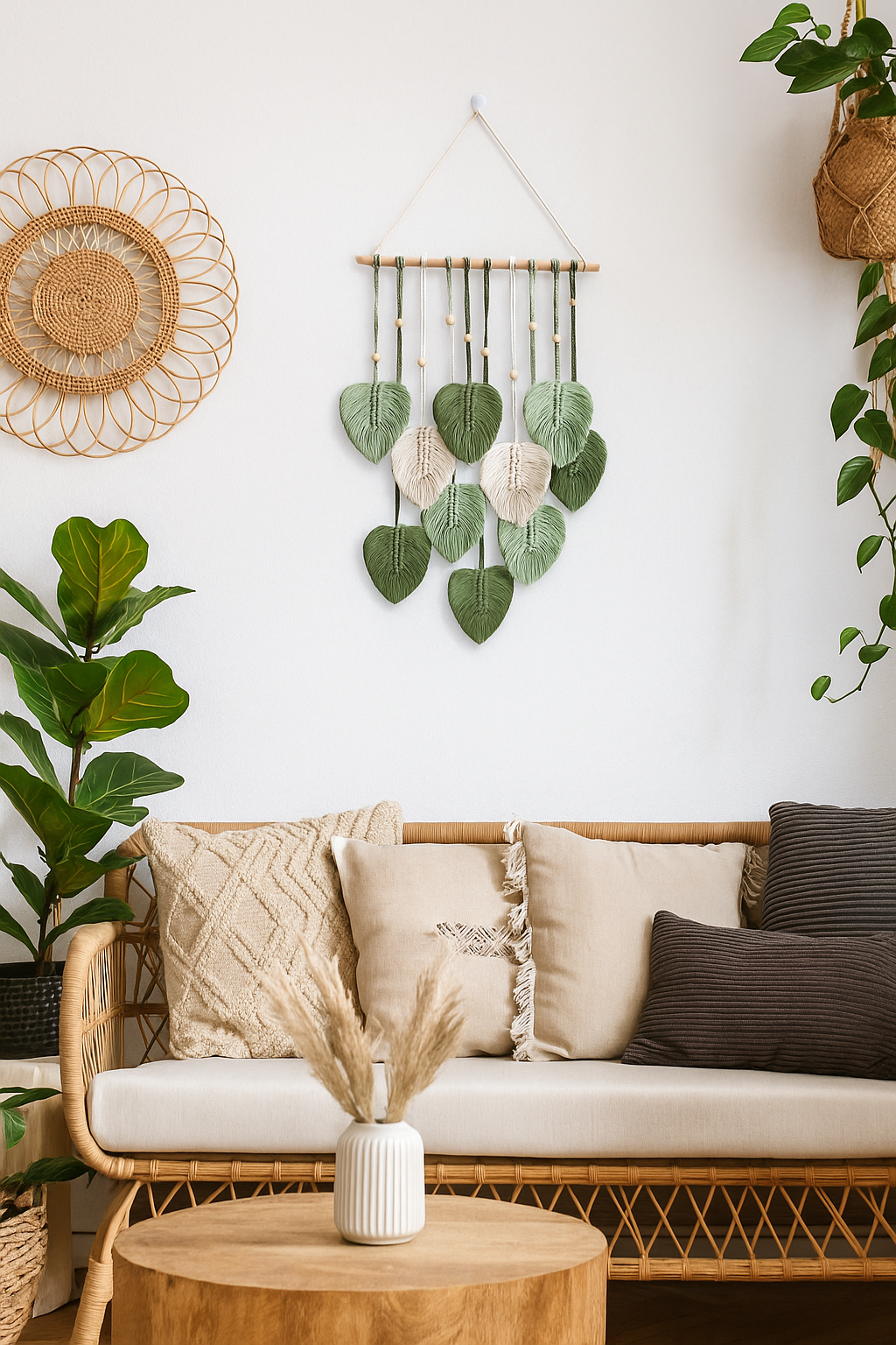 Handwoven Macrame Leaf Wall Hanging – Boho-Inspired Home Decor