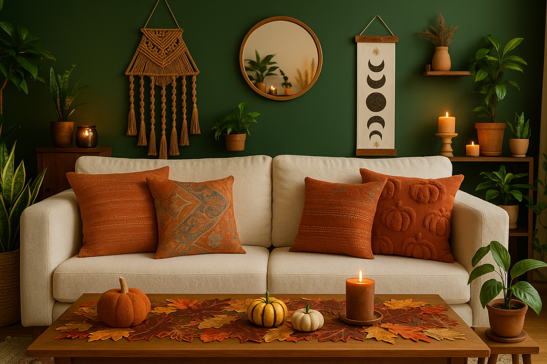 my boho home fall living room
