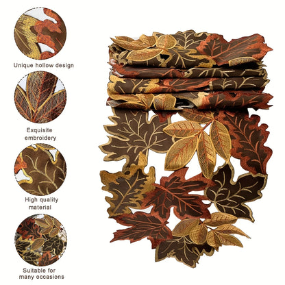 Stack of embroidered fabric with leaf patterns on a white background