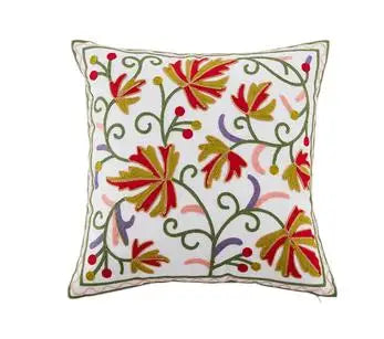 Boho Embroidered Throw Pillow Cover – Geometric Decorative Cushion