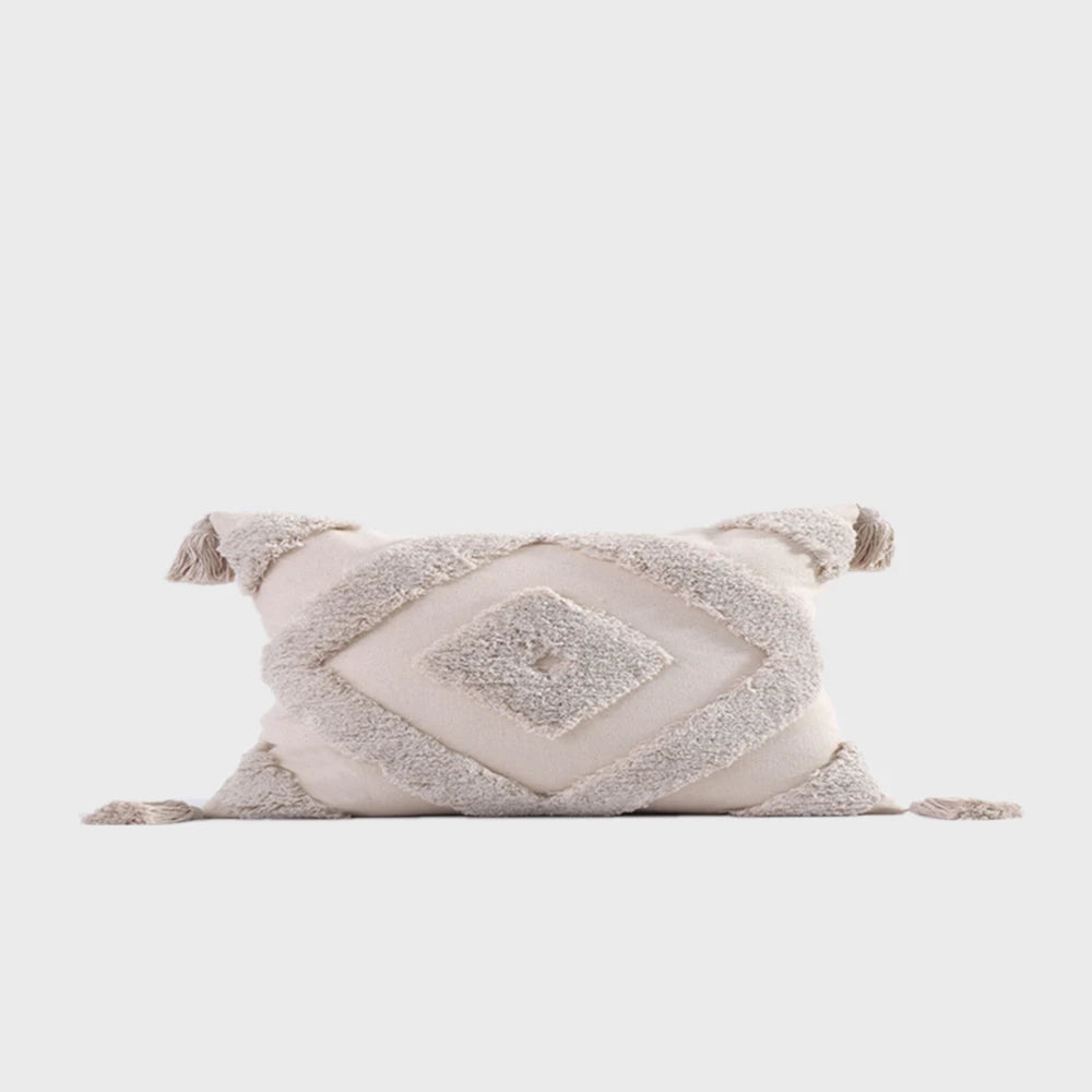 Decorative pillow with geometric pattern on a white background