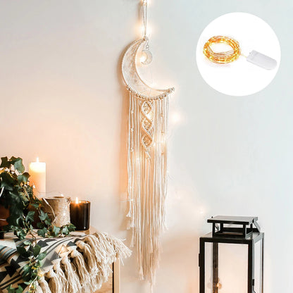 Macrame Dream Catcher Boho Home Decor Moon Star Decoration Macrame Wall Hanging Baby Nordic Room Bedroom Kids Nursery Living Room Dreamcacther
