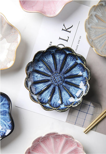 Ceramic Flower Sauce Dish – Mini Floral Porcelain Dipping Bowl for Soy Sauce, Nuts & Charcuterie